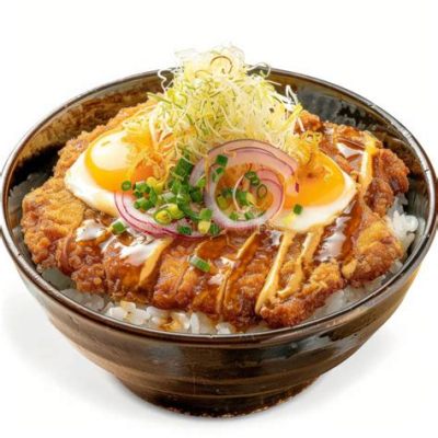  Katsudon! A Savory Symphony of Crispy Pork Cutlets and Fluffy Egg Yolks Over Steaming Rice